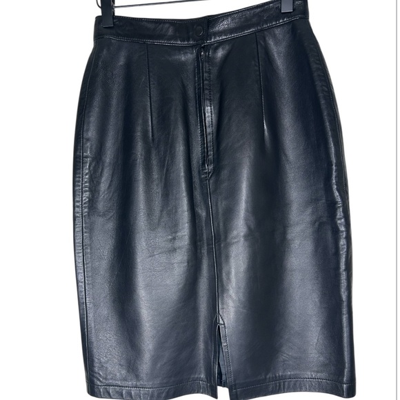 Vintage 80’s 90’s Maxima For Ann Taylor Black Leather Pencil Skirt Size 6 - Picture 2 of 12